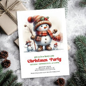 Whimsical Christmas snowman invite kids fun DL Kaart