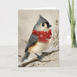 Whimsical Christmas Titmouse Feestdagen Kaart