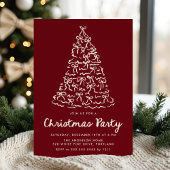 Whimsical Christmas Tree Bows Cranberry Holiday Kaart