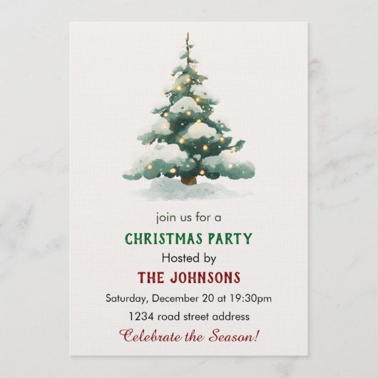 Whimsical Christmas Tree Dinner Party Invitation (Devant)