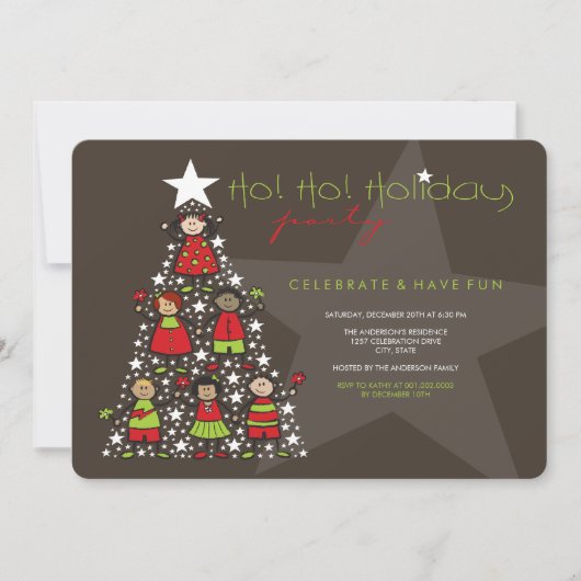 Whimsical Christmas Tree Enfants Invitation de fêt (Devant)