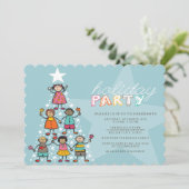 Whimsical Christmas Tree Enfants Invitation de fêt (Debout devant)