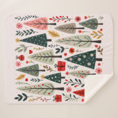 Whimsical Christmas Tree Forest Sherpa Deken (Voorkant (horizontaal))