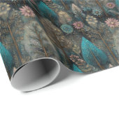 Whimsical Christmas Tree in Silver and Blue Design Cadeaupapier (Rol Hoek)