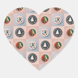 Whimsical Christmas Tree Pattern Hart Sticker