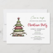 Whimsical Christmas tree playful holiday invite Kaart (Voorkant)