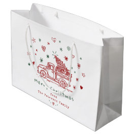 Whimsical Christmas Truck Retro Rood en Groen Groot Cadeauzakje