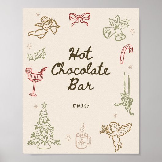 Whimsical Christmas Vrijgezellenfeest Hot Chocolat Poster (Voorkant)