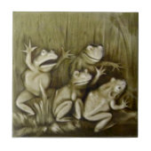 Whimsical Circa 1900 Repro Tile met 4 kikkers Tegeltje (Voorkant)