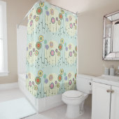 Whimsical Circle Flowers Shower Curtain Douchegordijn (In situ)