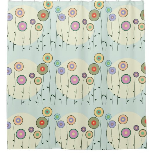 Whimsical Circle Flowers Shower Curtain Douchegordijn (Voorkant)