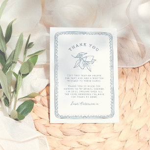 Whimsical Citroen Illustratie Blauw Vrijgezellen Bedankkaart