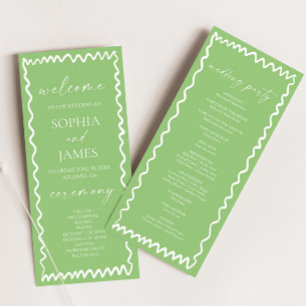 Whimsical Citrus Groen Golf Border Bruiloft Programma