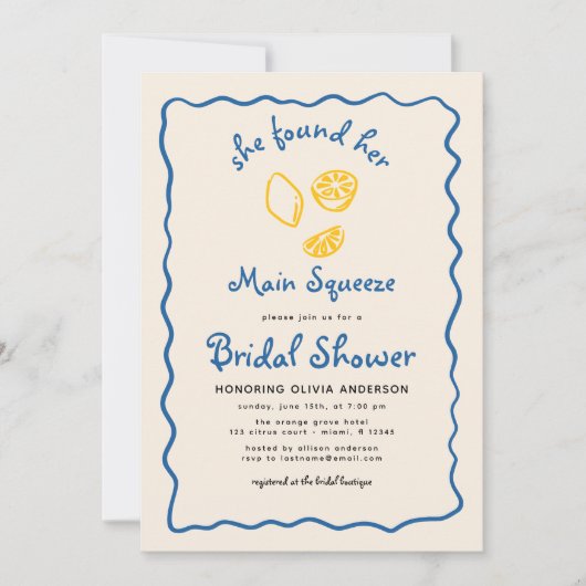 Whimsical Citrus Main Squeeze Funky Vrijgezellenfe Kaart (Voorkant)