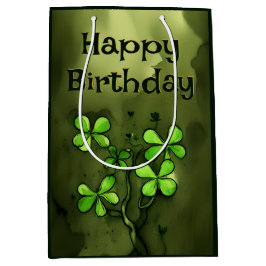 Whimsical Clovers Irish Happy Birthday Medium Cadeauzakje