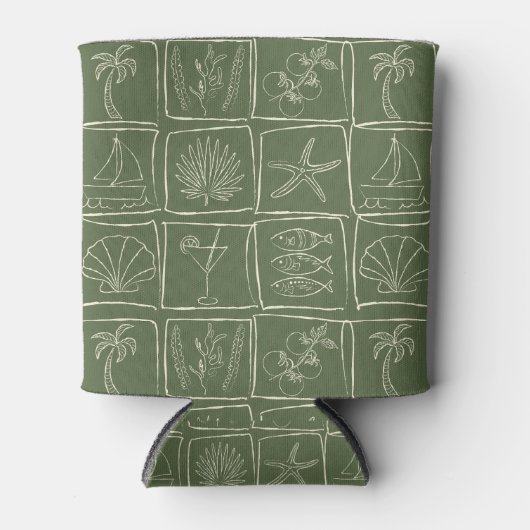 Whimsical Coastal Mediterranean Tile Olive Grove Blikjeskoeler (Voorkant)