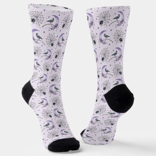 Whimsical Cobweb Crow Halloween Sokken (Gebogen)