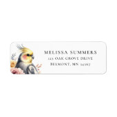 Whimsical Cockatiel Bird Return Adres Label (Voorkant)