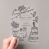 Whimsical Cocktail Hand Drawn Wedding Invitation (In situ (ordinateur de poche))