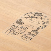 Whimsical Cocktail Hand Drawn Wedding Invitation Acryl Uitnodigingen (Laagn)