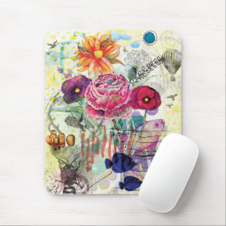 Whimsical collagekunst met gemengde techniek muismat