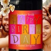 Whimsical Coloré Anniversaire Vin Étiquette