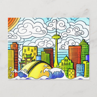 Whimsical, Colorful, Beauful Toronto Skyline Briefkaart
