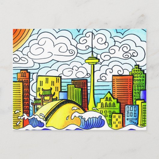 Whimsical, Colorful, Beauful Toronto Skyline Briefkaart (Voorkant)