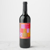 Whimsical Colorful Birthday Wine Label Wijn Etiket (Voorkant)