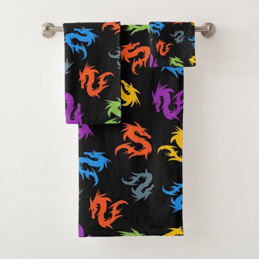 WHIMSICAL COLORFUL CHINESE DRAGON PATTERN BAD HANDDOEK (Insitu)