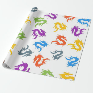 WHIMSICAL COLORFUL CHINESE DRAGON PATTERN CADEAUPAPIER