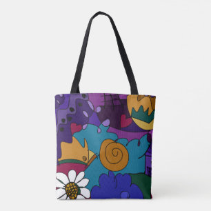 Whimsical Colorful Hand-Drawn Doodle Pattern Draagtas
