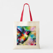 Whimsical Colorful Hummingbird Bird Personalized Tote Bag (Achterkant)