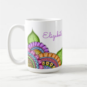 Whimsical Colorful Modern Floral Waterverf Koffiemok