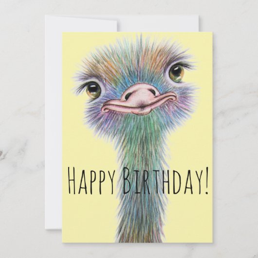 Whimsical Colorful Ostritch Birthday (Voorkant)