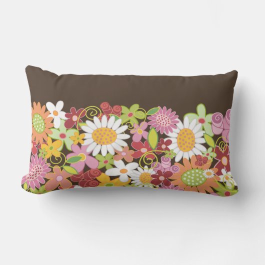 Whimsical Colorful Spring Flowers Garden Pillow Kussen (Voorkant)