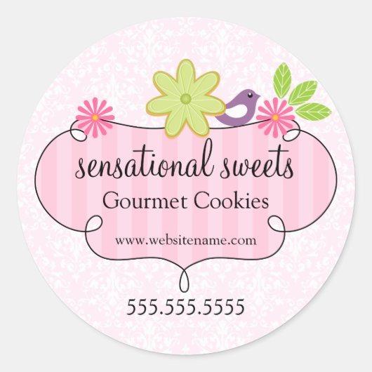 Whimsical Cookie Bakkerij Verpakking Ronde Sticker (Voorkant)