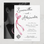Whimsical Coquette Bow Glam Monogram Huwelijk Kaart (Voorkant / Achterkant)