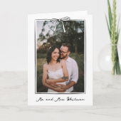 Whimsical Coquette Handgeschreven Boog Bruiloft Bedankkaart (Voorkant)