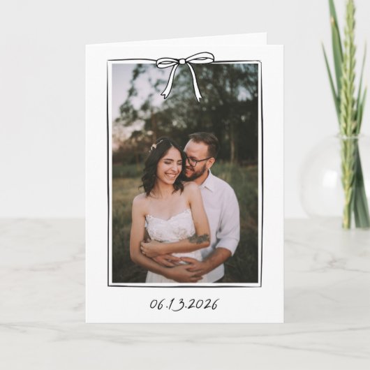 Whimsical Coquette Handgeschreven Boog Bruiloft Bedankkaart (Voorkant)