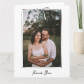 Whimsical Coquette Handgeschreven Boog Bruiloft Bedankkaart (Voorkant)