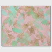 Whimsical Coral Gold Falling Leafink Cadeaupapier (Vlak)