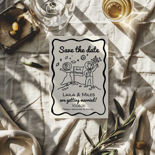 Whimsical cosmic space Save The Date invitation