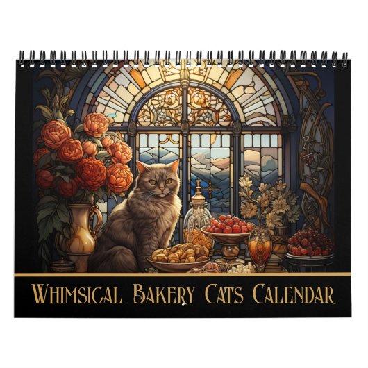 Whimsical Cosy Bakery Cats Glas in lood Kalender (Hoes)