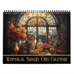 Whimsical Cosy Bakery Cats Glas in lood Kalender