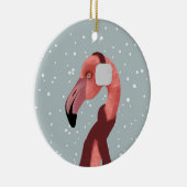 Whimsical Cosy Winter Flamingo met sjaal Keramisch Ornament (Rechts)