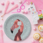 Whimsical Cosy Winter Flamingo met sjaal Papieren Bordje (Feest)