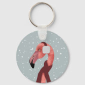 Whimsical Cosy Winter Flamingo met sjaal Sleutelhanger (Achterkant)