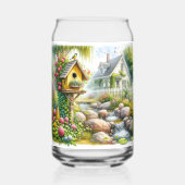 Whimsical Cottage Garden Birdhouse Stream Blikvorm Glas (Achterkant)