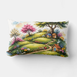 Whimsical Cottage Garden Landscape Art Kussen